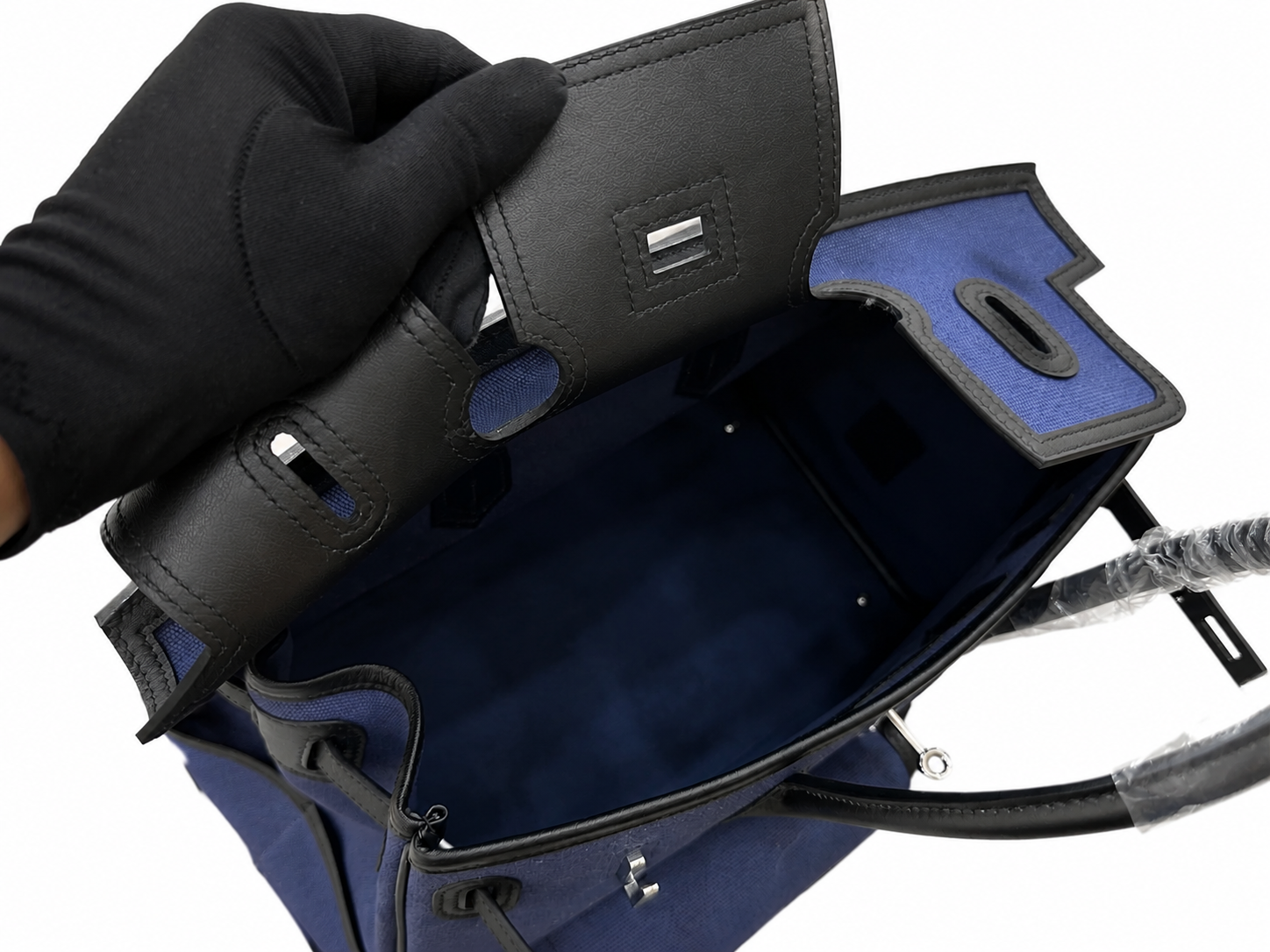 Birkin Cargo 35 in Bleu Marine Toile Goéland and Swift Leather (Palladium Hardware)