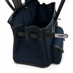 Birkin Cargo 35 in Bleu Nuit Toile Goéland and Noir Swift Leather (Palladium Hardware)