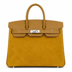 Birkin 25 Retourne in Yellow Swift Leather and Suede Grizzly (Palladium Hardware)
