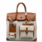 Birkin Cargo 40 Gold Leather and Toile Canvas Multi-Pocket Bag