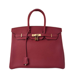Birkin 25cm Rouge H Bordeaux Red Gold Hardware Bag Y Stamp