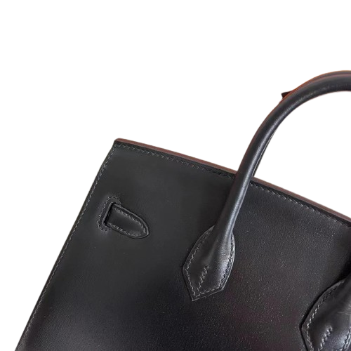 Birkin 25 Sellier Noir Box Calfskin Gold Hardware
