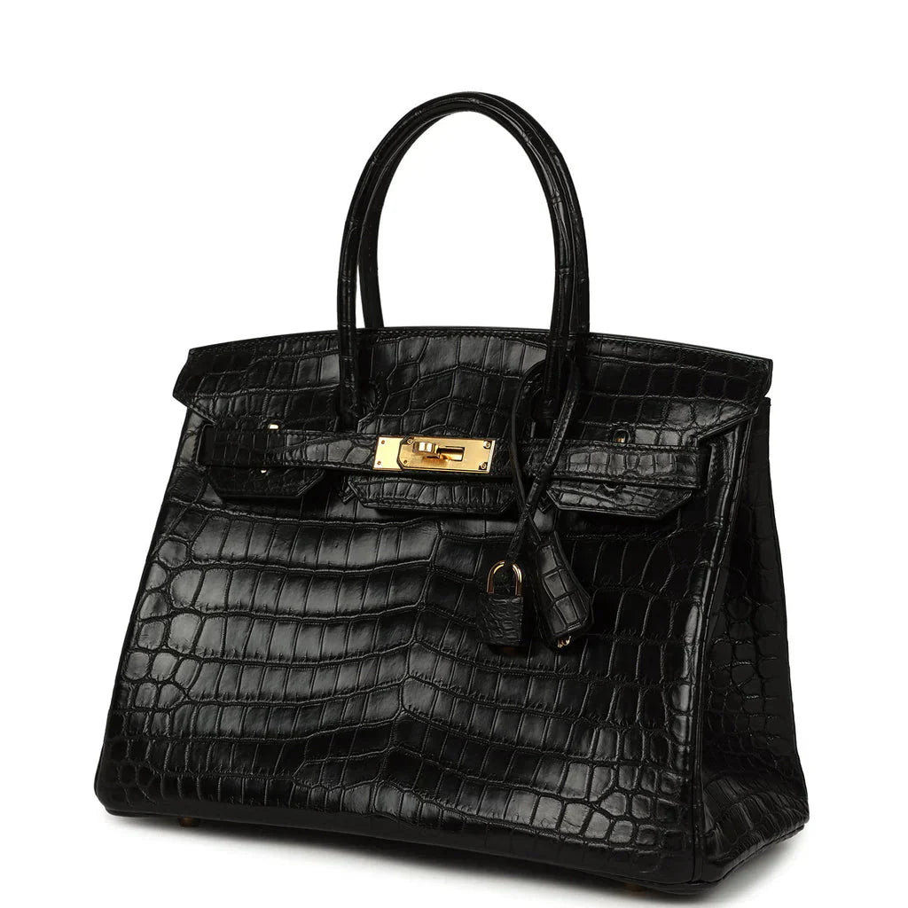 Birkin Black Matte Niloticus Crocodile Gold Hardware