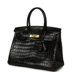 Birkin Black Matte Niloticus Crocodile Gold Hardware