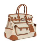 Birkin Cargo 35 Gold Swift and Gold-Ecru Toile H Canvas Palladium Hardware