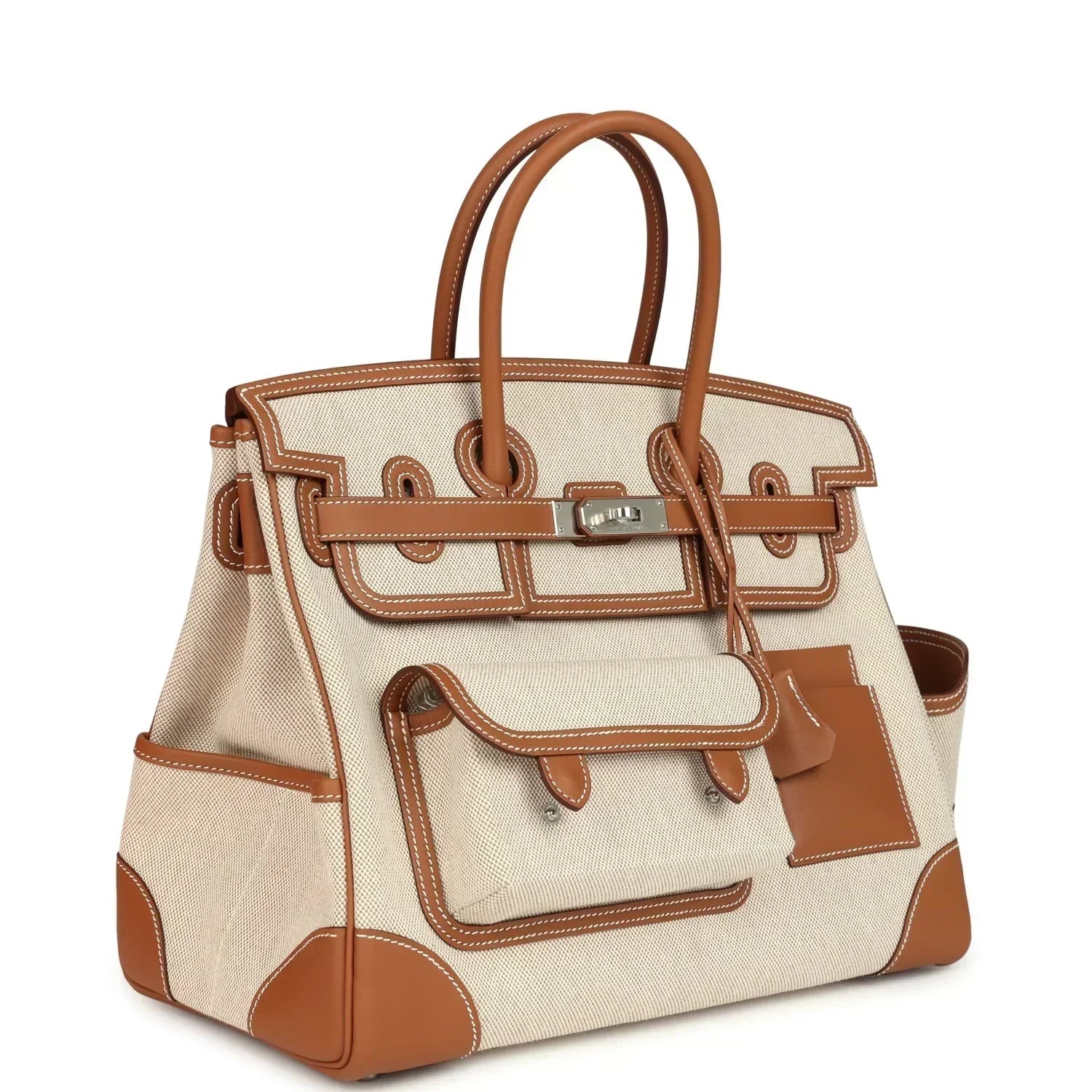 Birkin Cargo 35 Gold Swift and Gold-Ecru Toile H Canvas Palladium Hardware