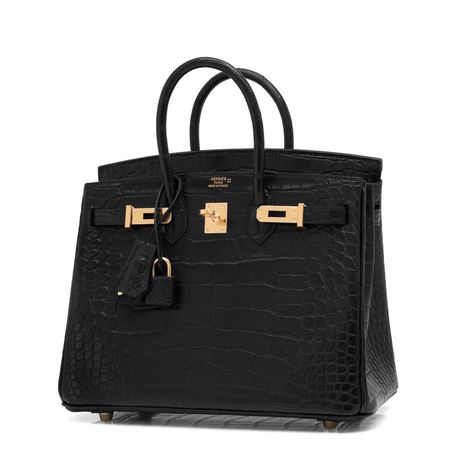 Black Matte Alligator Baby Birkin 20cm Gold Hardware