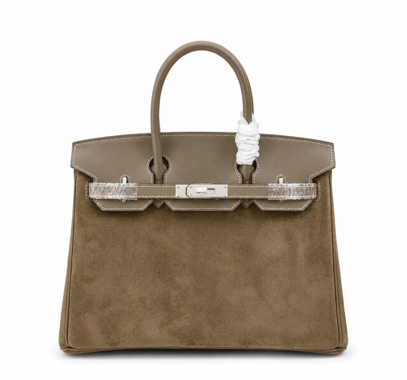 Birkin 30 Etoupe Swift Leather and Suede Splicing Bag