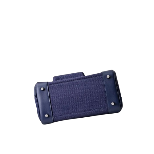 Birkin Cargo 25 Navy Blue Swift Leather and Canvas Splicing Bag