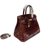 Birkin Style 25/30 Retourne in Rouge H Crocodile-Embossed Leather (Gold Hardware)