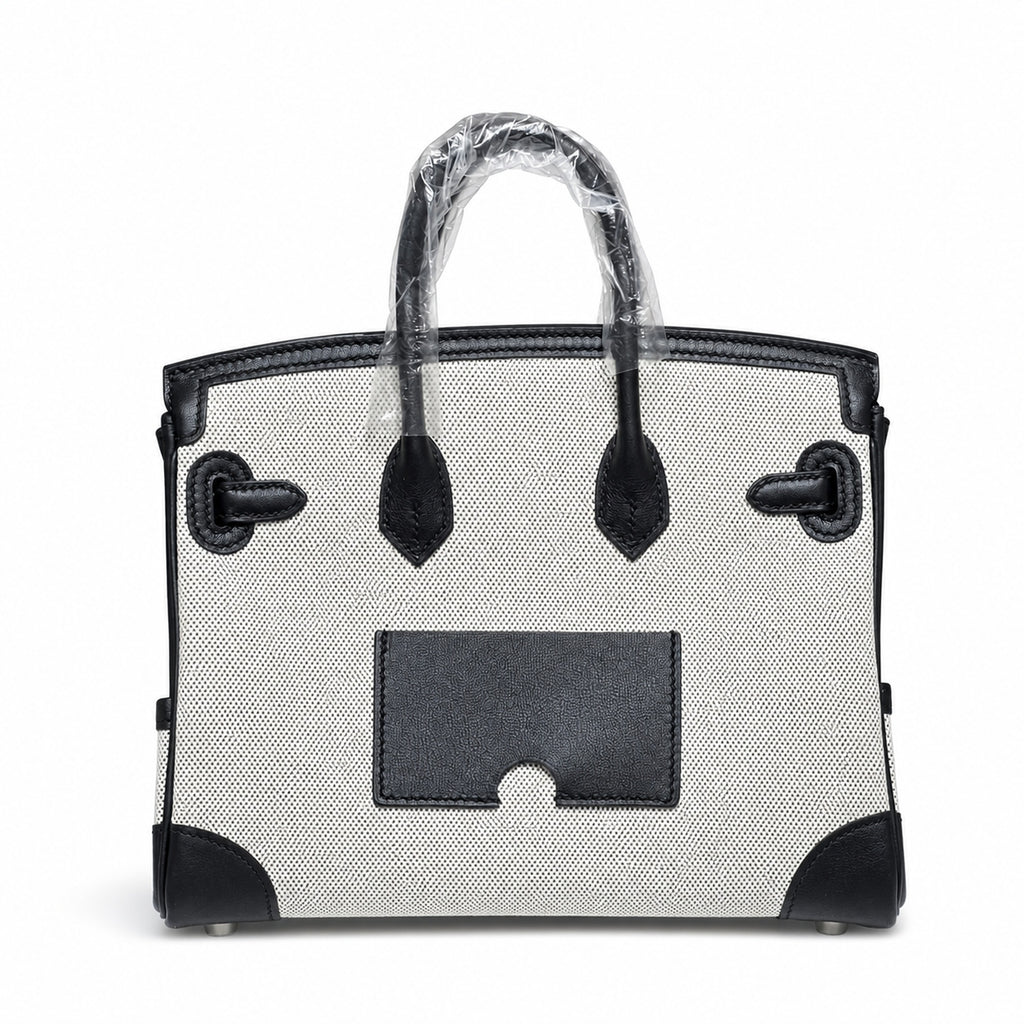 Birkin Cargo 25 Black Leather and Ecru Canvas Multi-Pocket Mini Bag