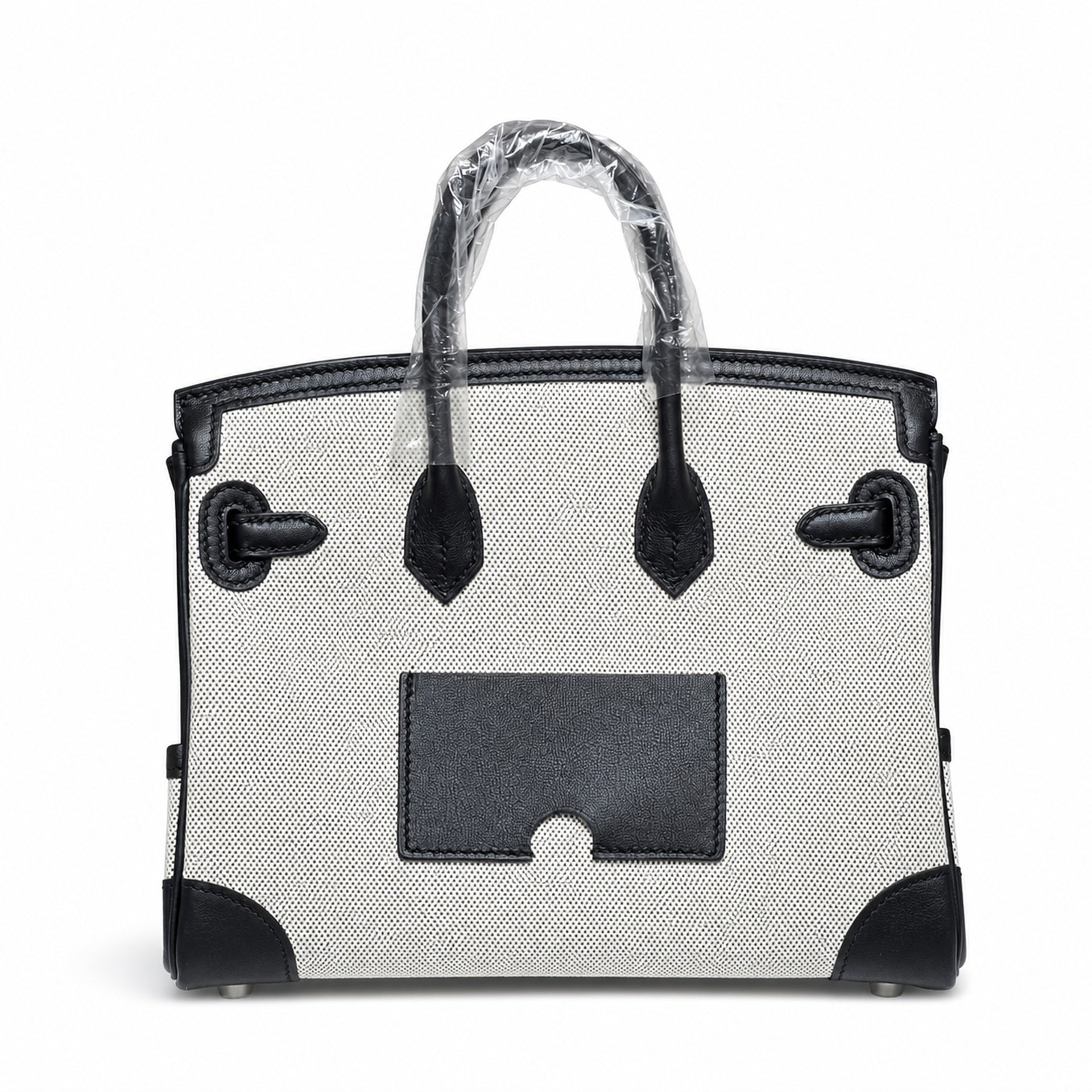 Birkin Cargo 25 Black Leather and Ecru Canvas Multi-Pocket Mini Bag