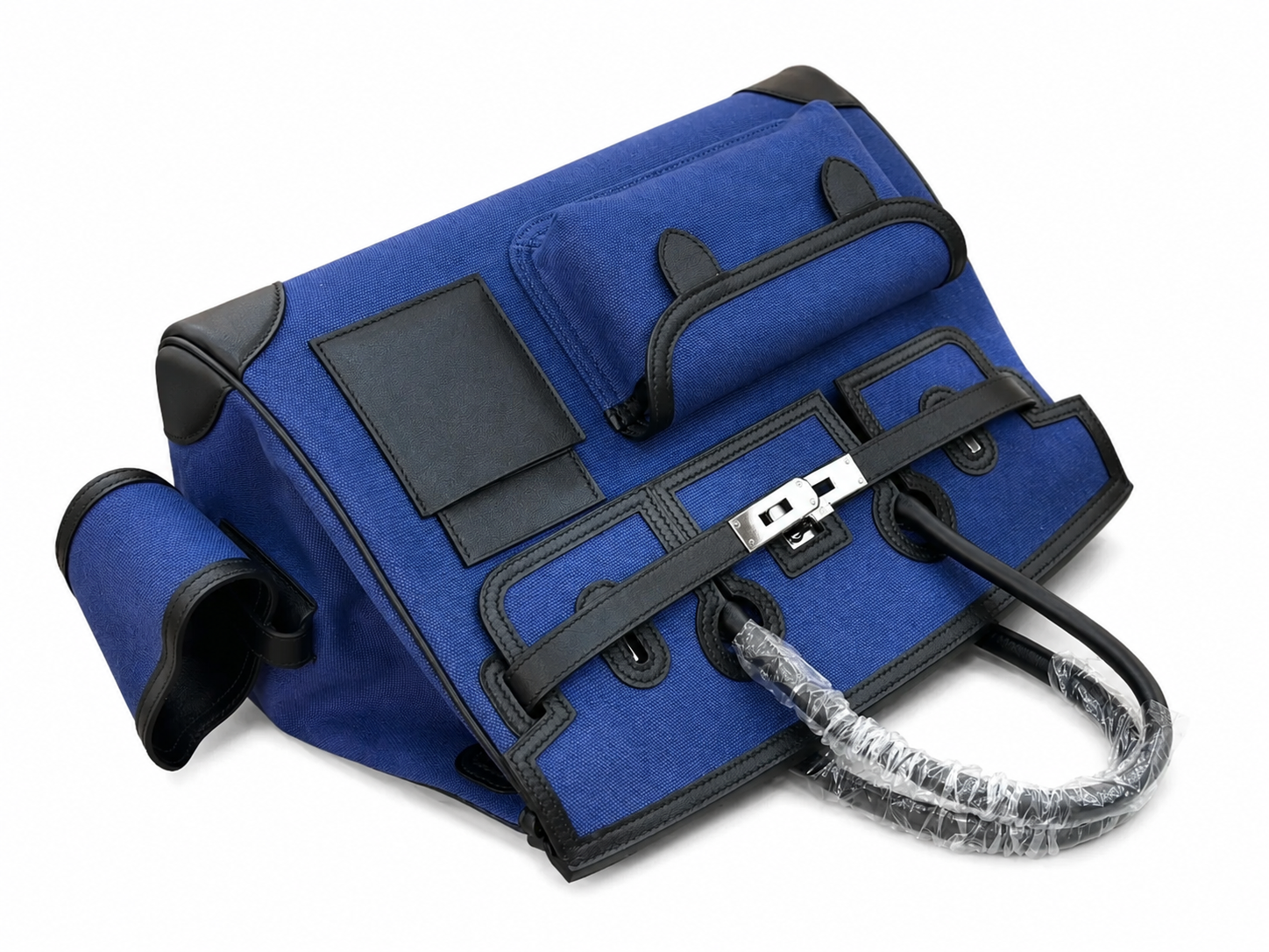 Birkin Cargo 35 in Bleu Marine Toile Goéland and Swift Leather (Palladium Hardware)