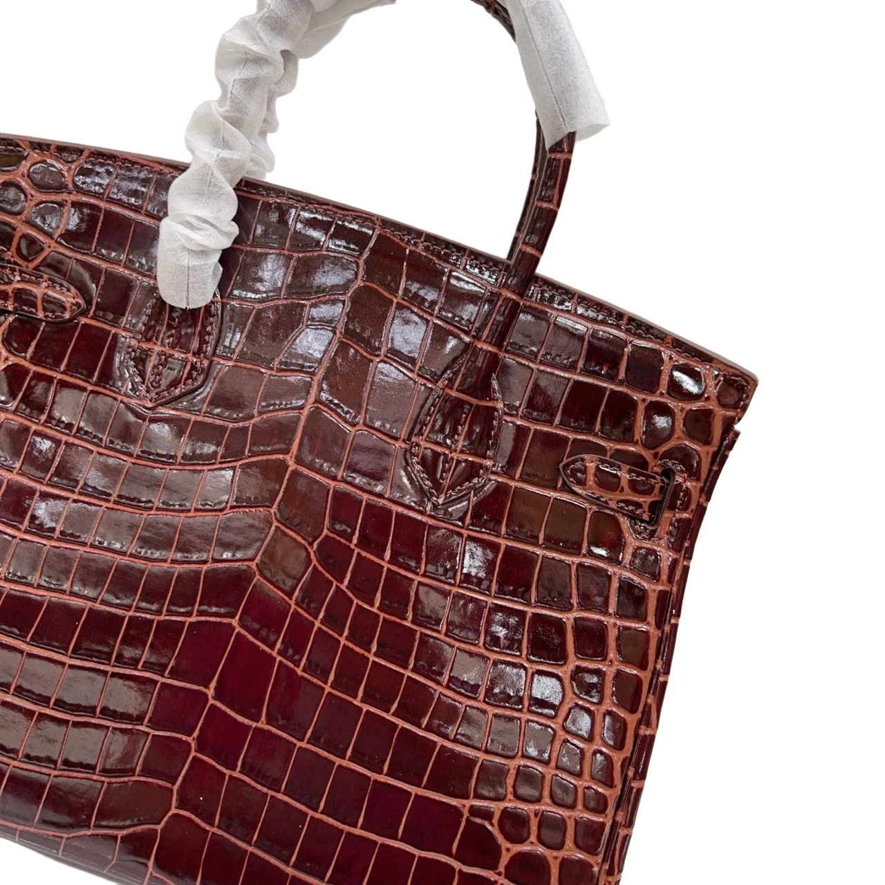 Birkin Style 25/30 Retourne in Rouge H Crocodile-Embossed Leather (Gold Hardware)