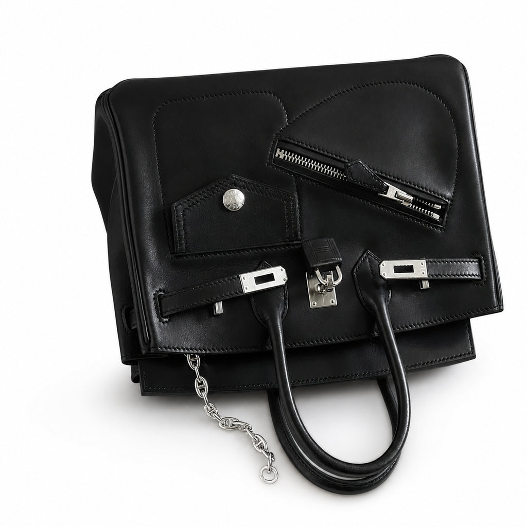 Birkin 25 Rock Sellier in Noir Swift Leather (Palladium Hardware)