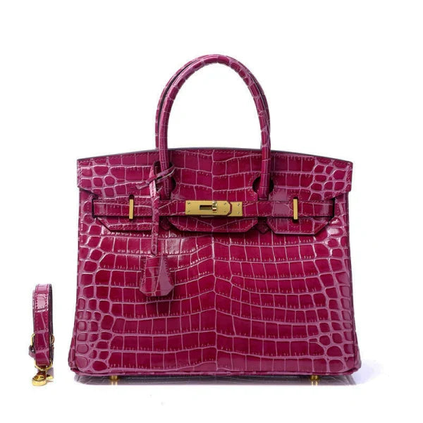 Birkin 30 Smooth Croc Print Genuine Leather Top Handle Bags