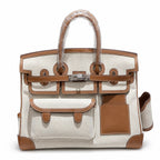 Birkin Cargo 35 Gold Leather and Ecru Canvas Multi-Pocket Bag
