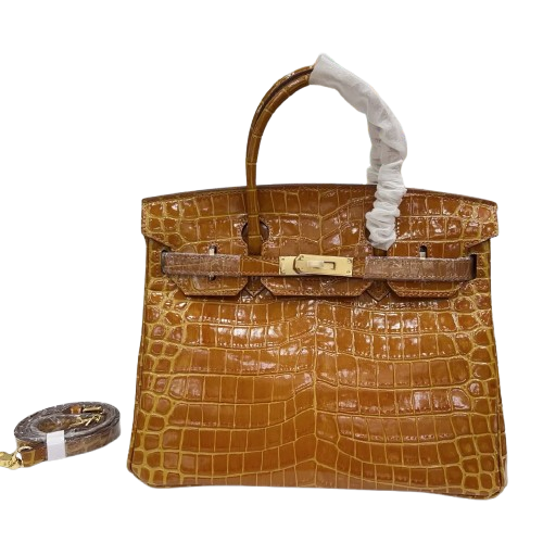 Birkin Shiny Niloticus Crocodile Cowhide Leather Gold Hardware