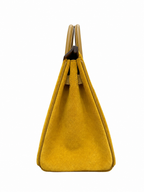 Birkin 25 Retourne in Yellow Swift Leather and Suede Grizzly (Palladium Hardware)