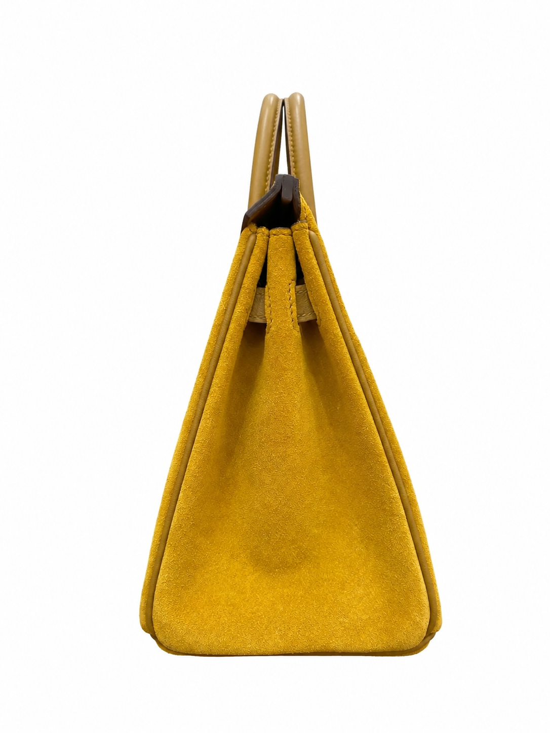 Birkin 25 Retourne in Yellow Swift Leather and Suede Grizzly (Palladium Hardware)