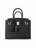 Mini Birkin 20cm Outer Stitching Tote Bag in Black Lizard Pattern