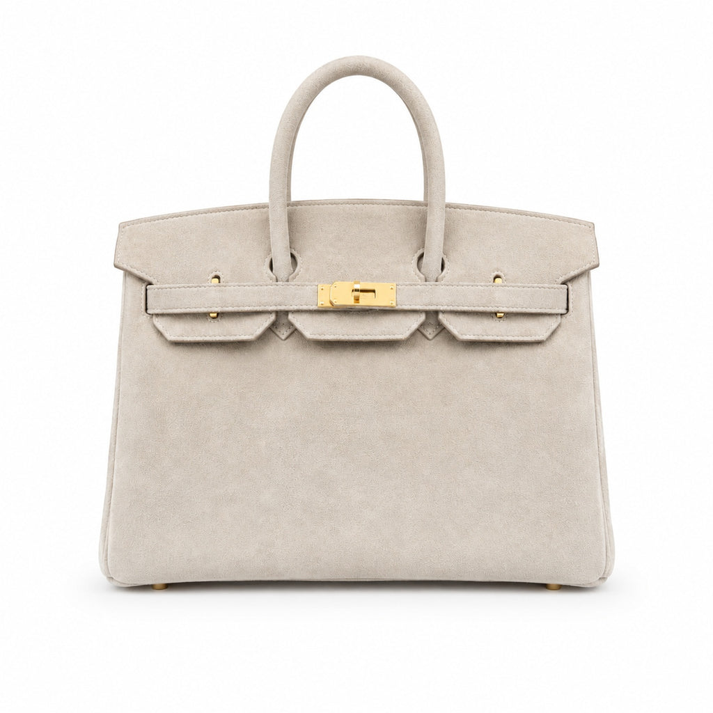 Birkin 35 Retourne in Etoupe Suede Grizzly (Gold Hardware)