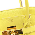 Birkin25 Sellier Jaune Milton Veau Epsom Silver Handbag