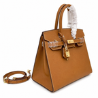 Birkin Style 25/30 Sellier in Gold Epsom Leather with White Stitching (Gold Hardware)