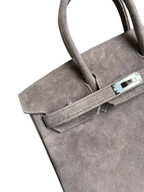 Birkin 25 Retourne in Grey Suede Grizzly (Palladium Hardware)