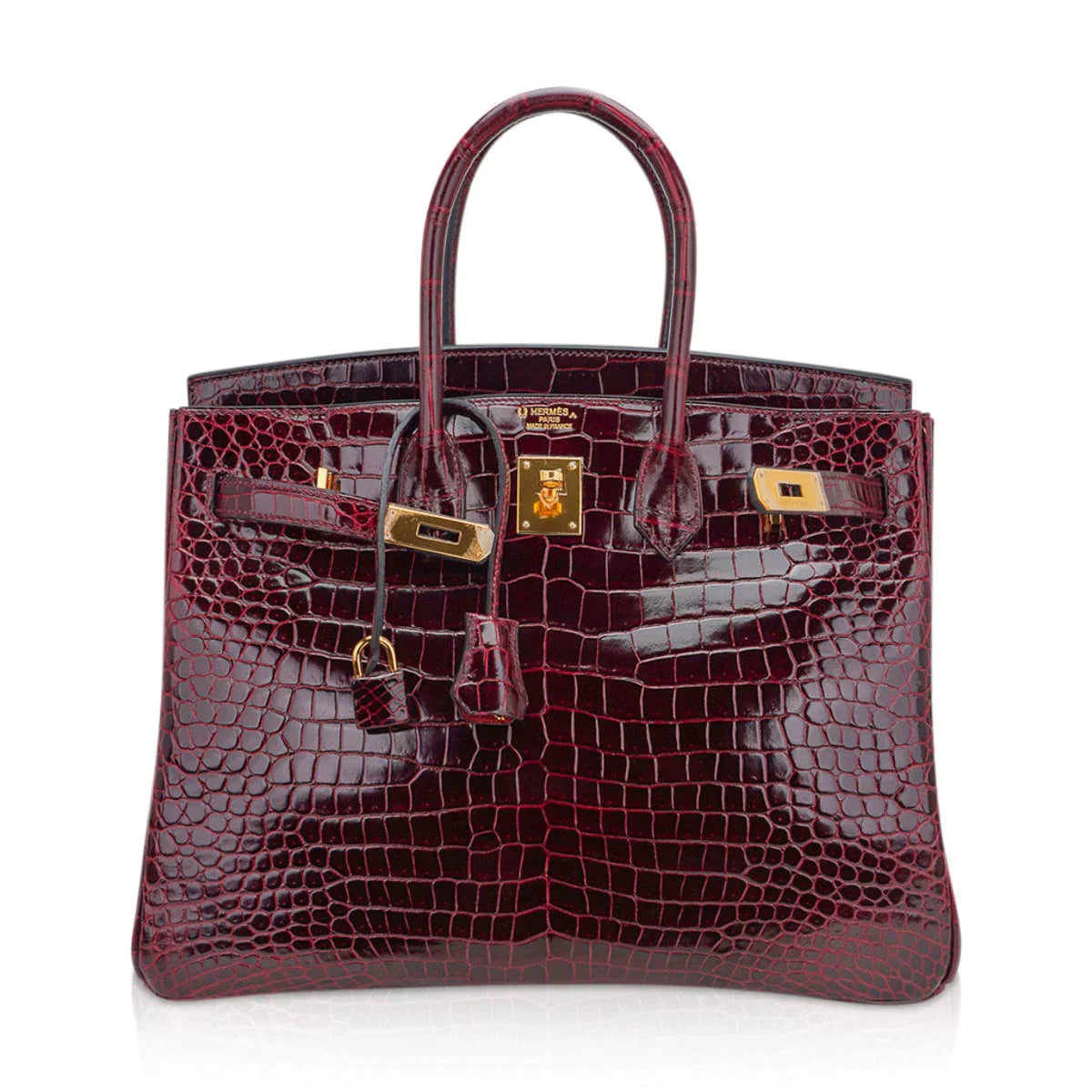 Birkin 35 Bag Bordeaux Porosus Crocodile with Gold Hardware