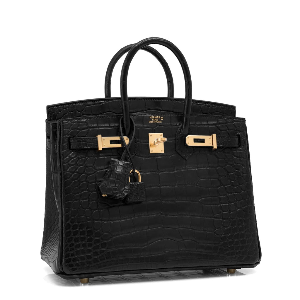 Black Matte Alligator Baby Birkin 20cm Gold Hardware