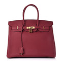Birkin 25cm Rouge H Bordeaux Red Gold Hardware Bag Y Stamp