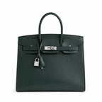 Birkin 30 Style Sellier in Vert Cypress Smooth Leather (Palladium Hardware)