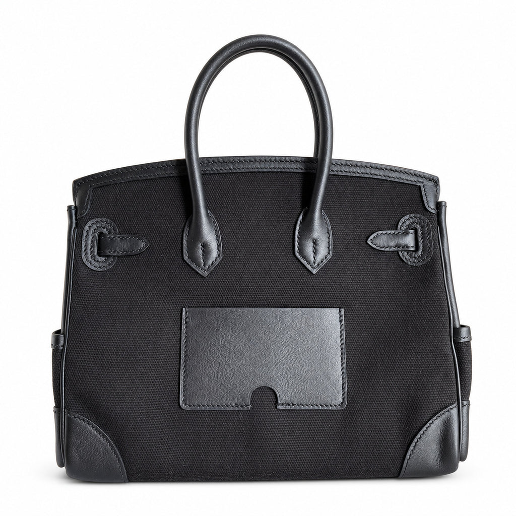 Birkin Cargo 25 All Black Swift Leather and Canvas Multi-Pocket Bag