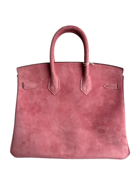 Birkin 25 Retourne in Pink Suede Grizzly (Palladium Hardware)