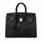 Mini Birkin 20cm Outer Stitching Tote Bag in Black Lizard Pattern