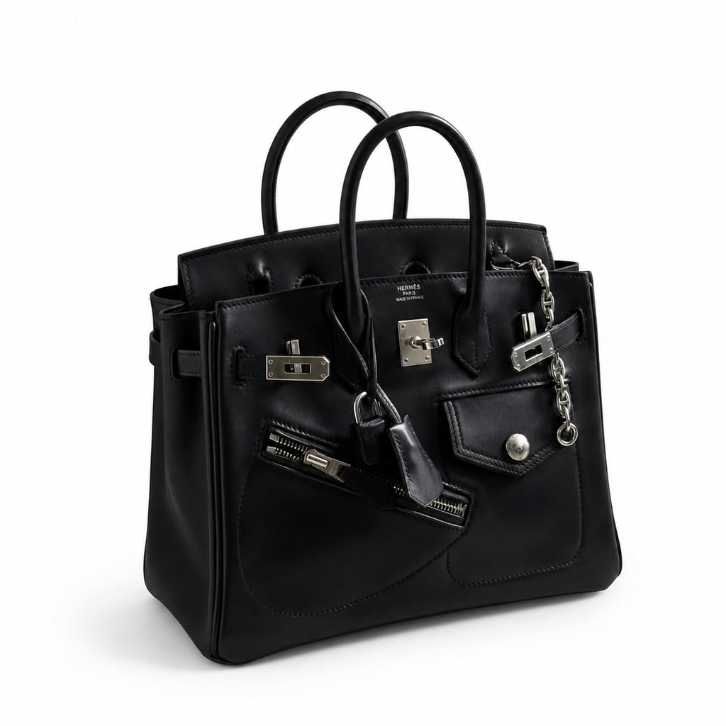 Birkin 25 Rock Sellier in Noir Swift Leather (Palladium Hardware)