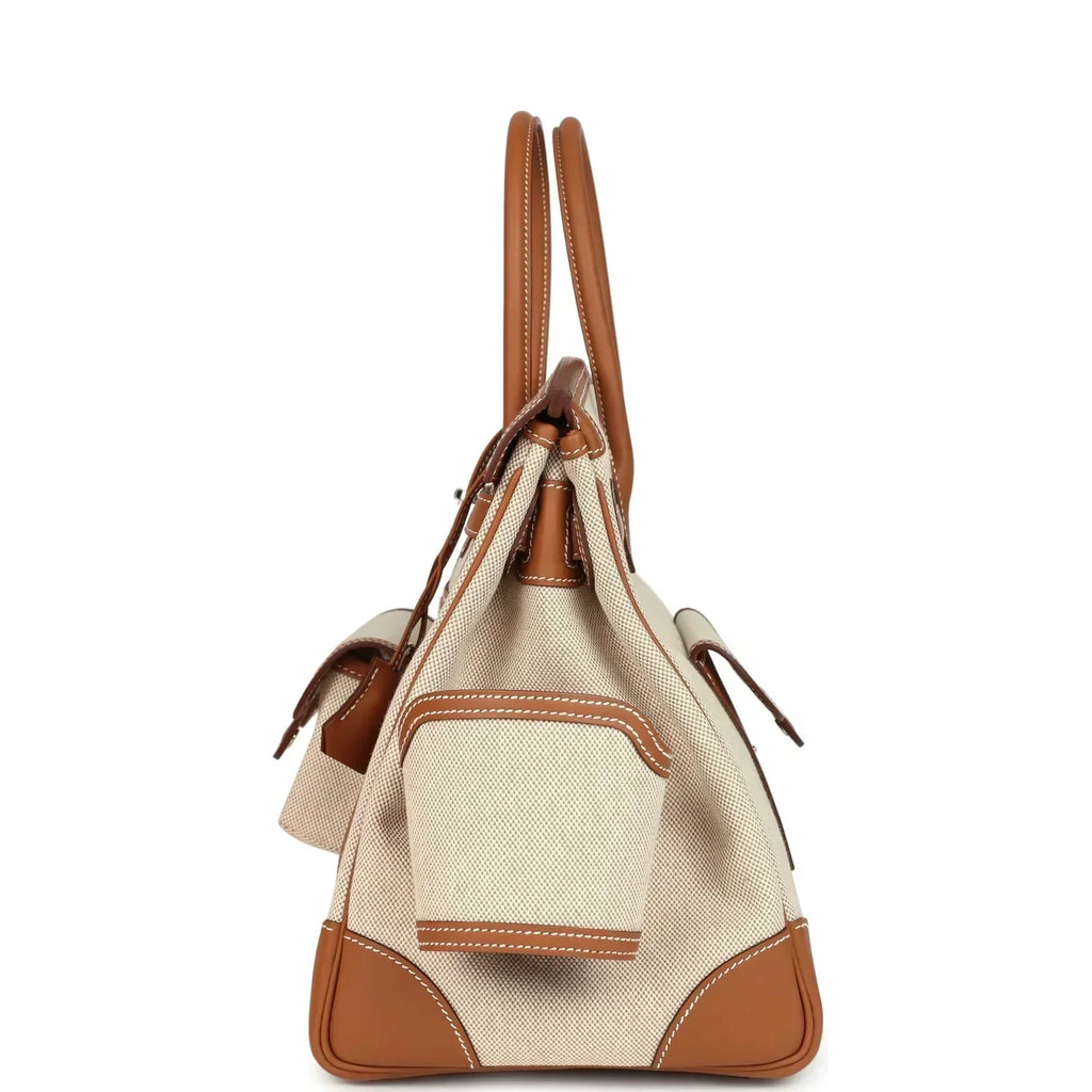 Birkin Cargo 35 Gold Swift and Gold-Ecru Toile H Canvas Palladium Hardware