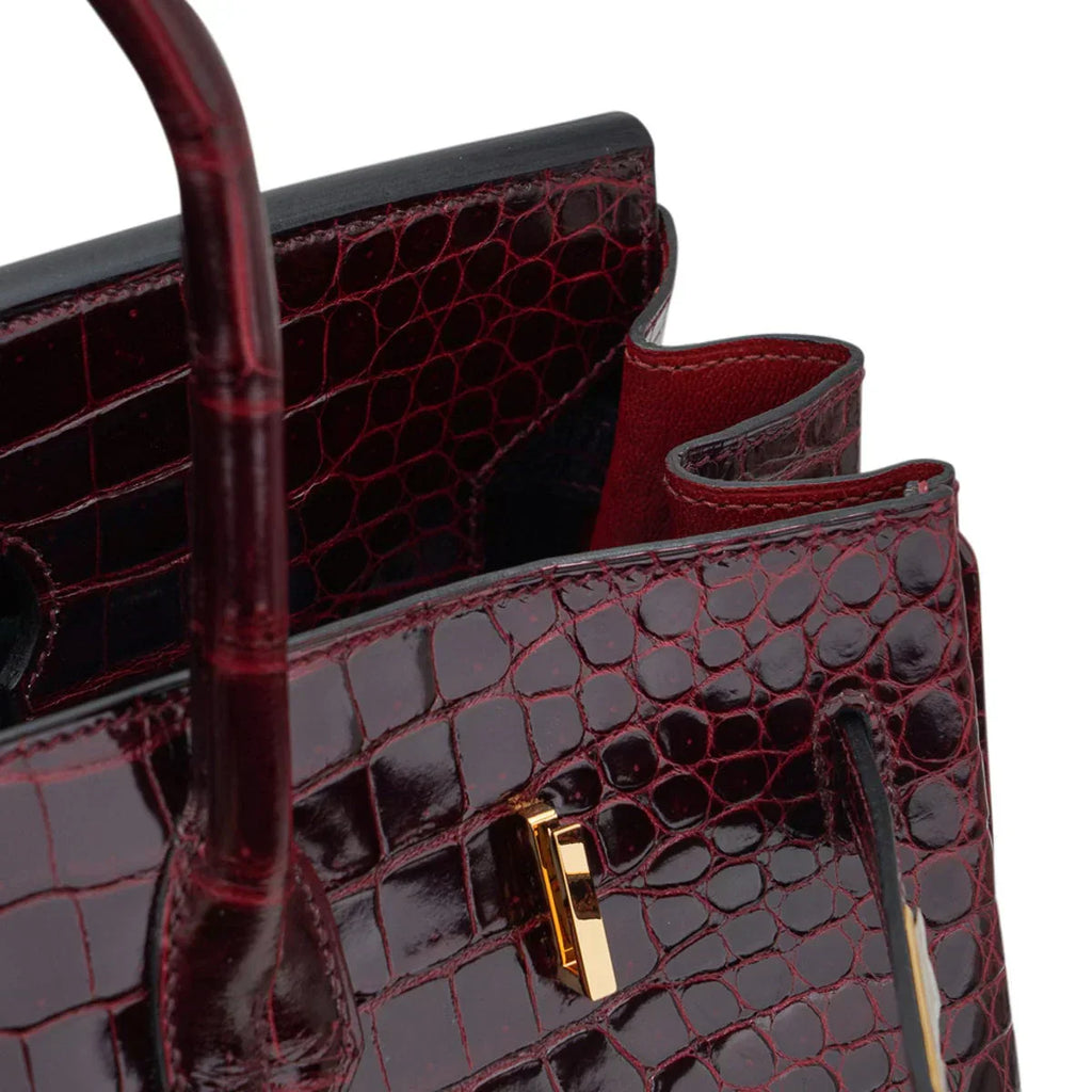 Birkin 35 Bag Bordeaux Porosus Crocodile with Gold Hardware