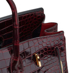 Birkin 35 Bag Bordeaux Porosus Crocodile with Gold Hardware