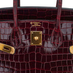 Birkin 35 Bag Bordeaux Porosus Crocodile with Gold Hardware
