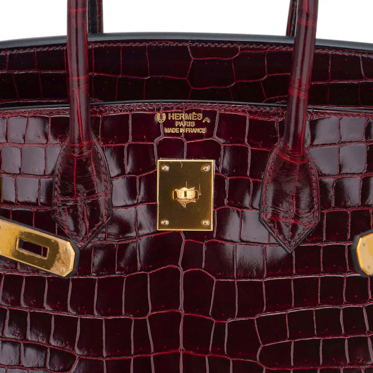 Birkin 35 Bag Bordeaux Porosus Crocodile with Gold Hardware