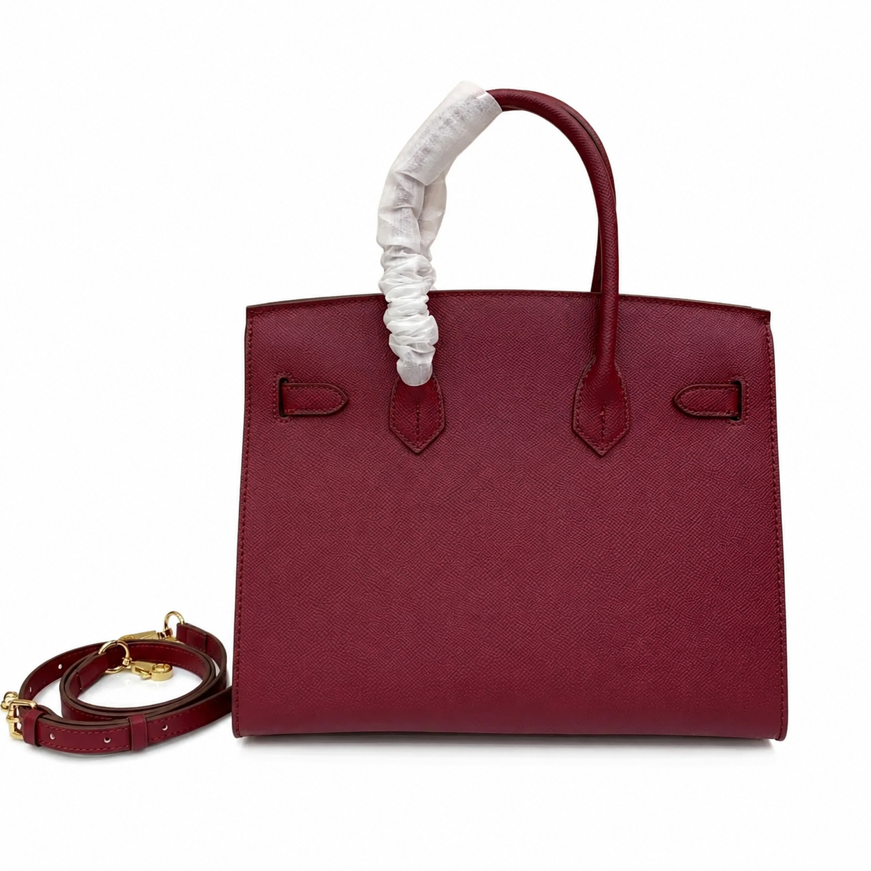 Birkin Style 25/30 Sellier in Bordeaux Epsom Leather (Gold Hardware)