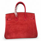 Rare Runaway Birkin 25cm Grizzly Rouge Casaque Suede Luxury Tote