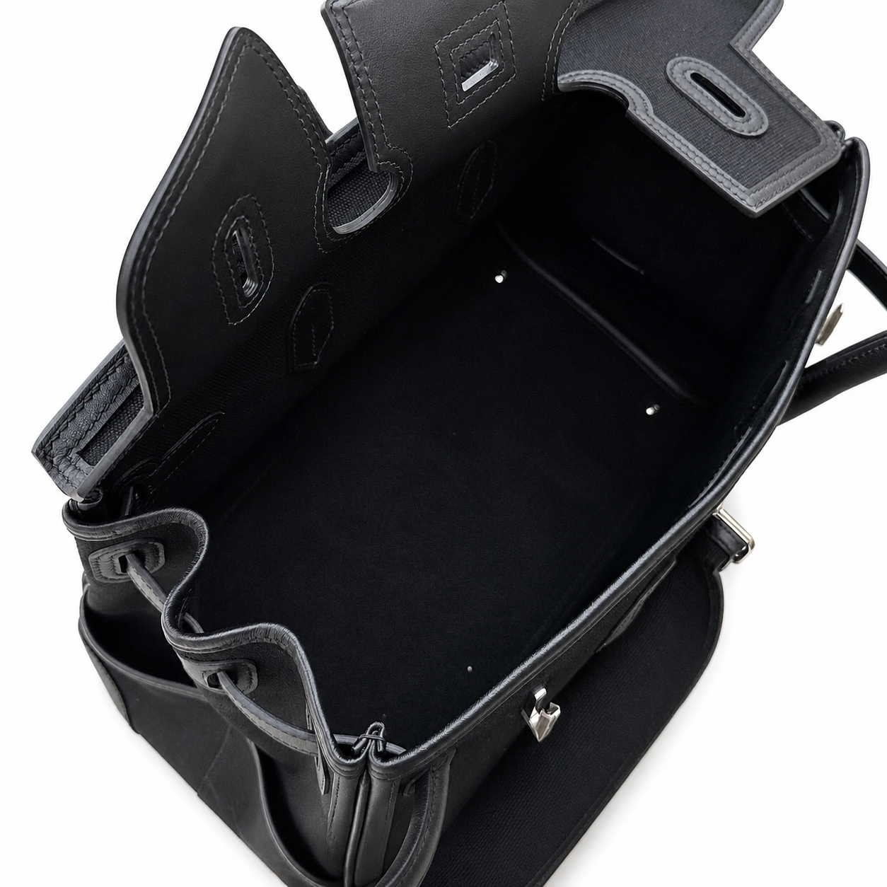 Birkin Cargo 35 in Noir Toile Goéland and Swift Leather (Palladium Hardware)