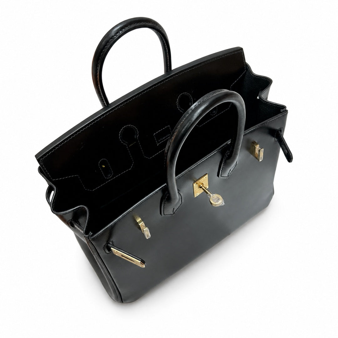 Birkin 25 in Noir Boxcalf Leather (Gold Hardware)