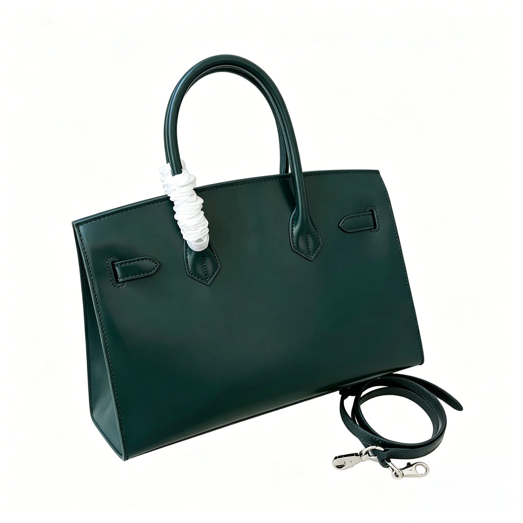 Birkin 30 Style Sellier in Vert Cypress Smooth Leather (Palladium Hardware)
