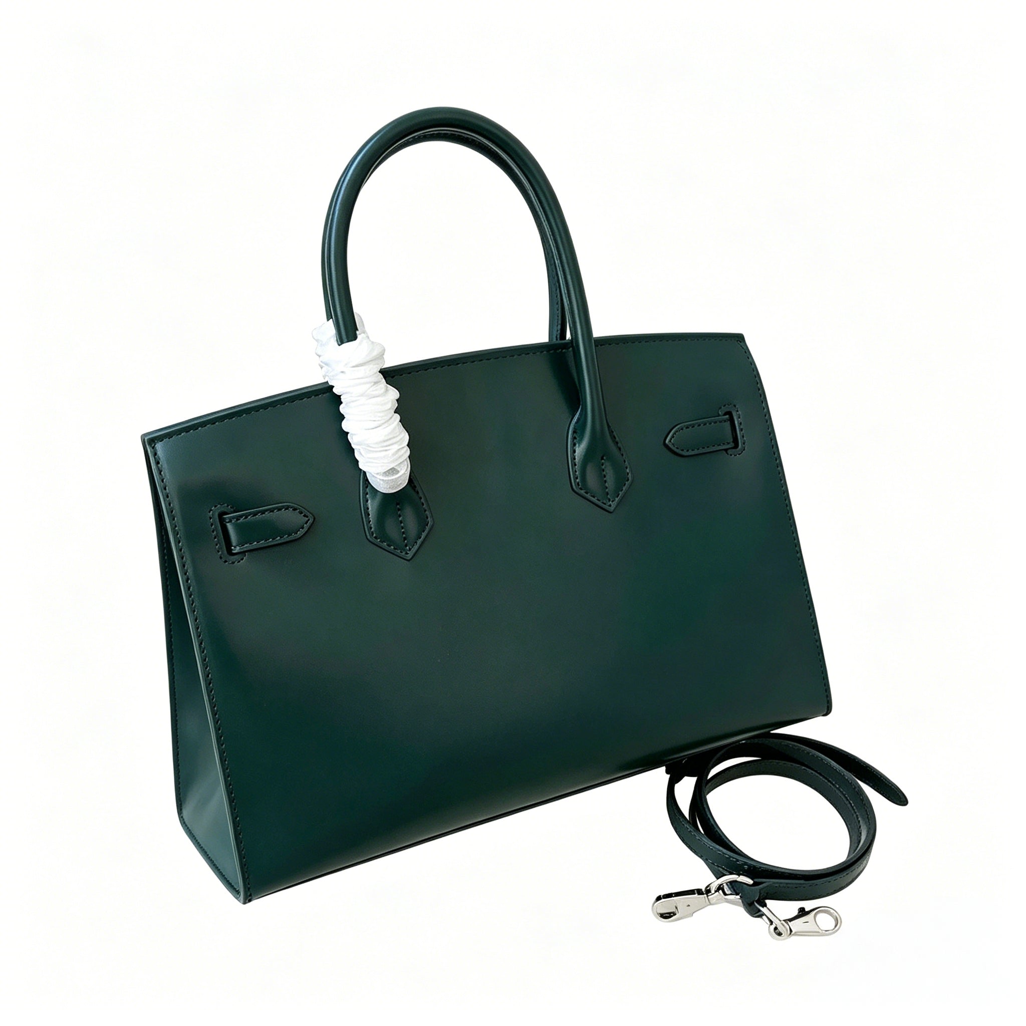 Birkin 30 Style Sellier in Vert Cypress Smooth Leather (Palladium Hardware)
