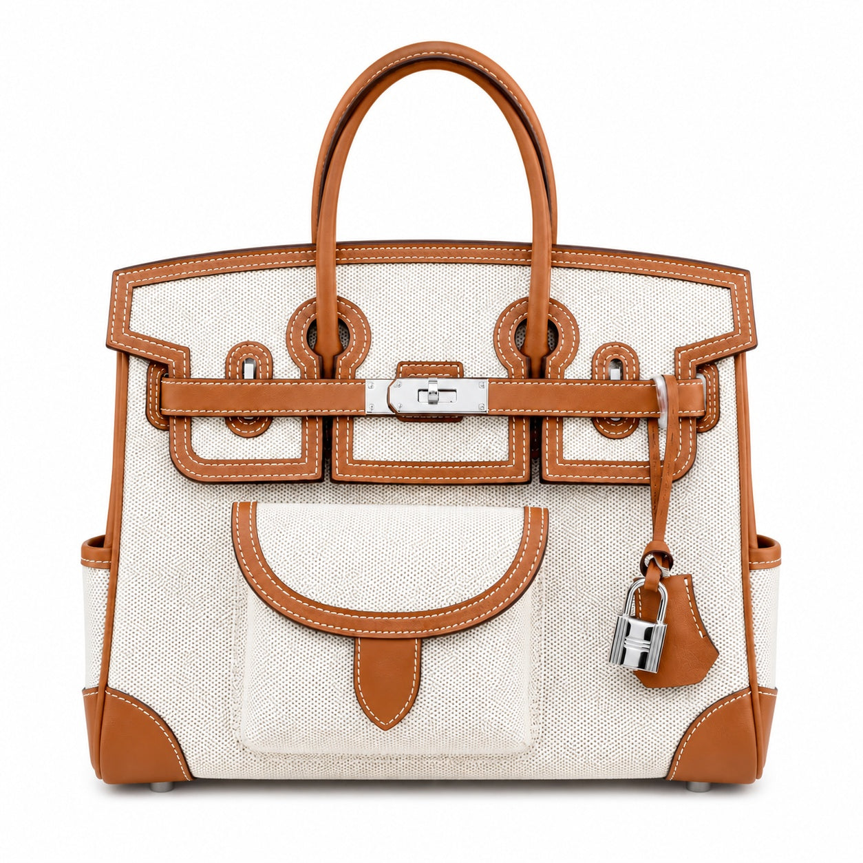 Birkin Cargo 30 Gold Swift Leather and Ecru Canvas Multi-Pocket Bag