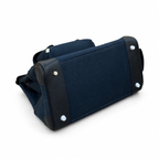 Birkin Cargo 35 in Bleu Encre Toile Goéland and Noir Swift Leather (Palladium Hardware)